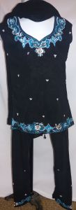 Kids Costumes to Hire - Indian: Black with blue detail: Top, Pants, Scarf